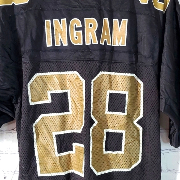 Vintage NFL Reebok Black & Gold Ingram New Orleans Saints 28 Jersey Mens Size S - Picture 13 of 17